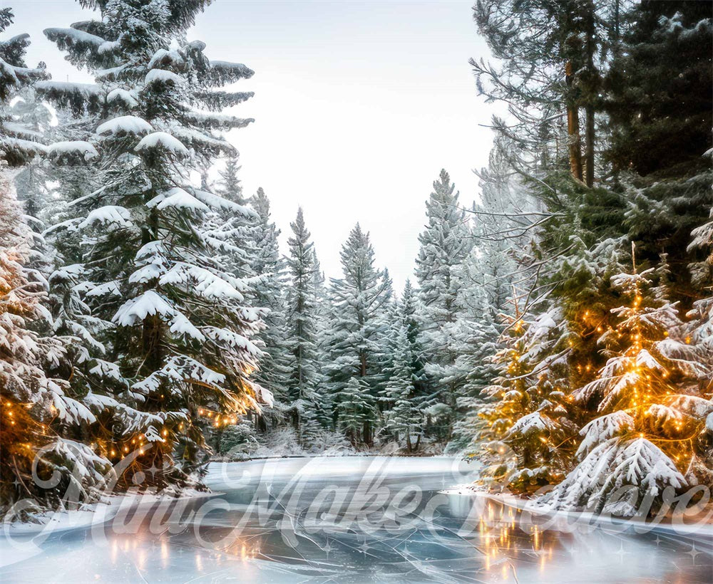 Inverno nella foresta innevata con lago ghiacciato - Progettato da Mini MakeBelieve