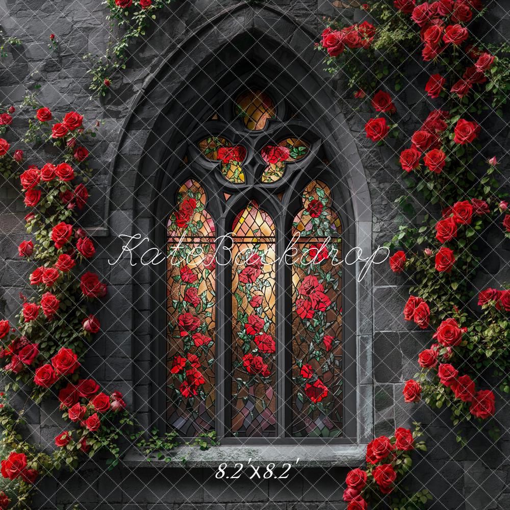 Kate Valentine Gothic Rose Retro Window Backdrop Designed by Emetselch