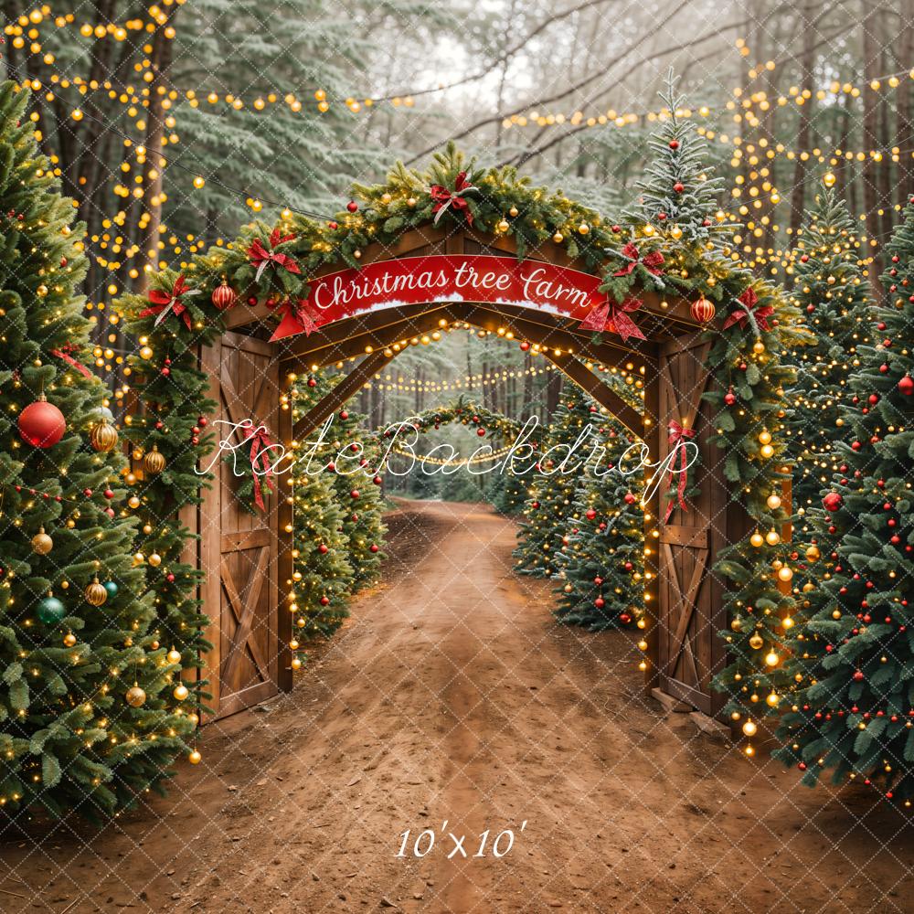 Foresta di Alberi di Natale Farm Porta in Legno Sfondo progettato da Emetselch