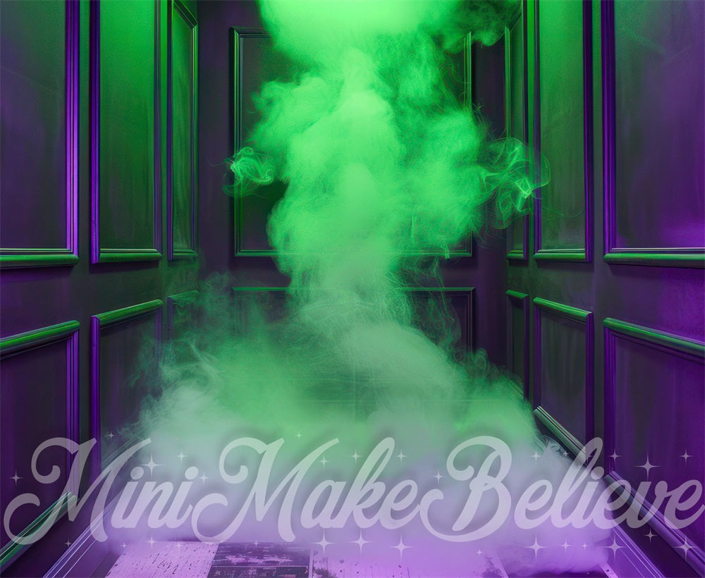 Fondo de Pared Retro Verde Humo Morado Diseñado por Mini MakeBelieve