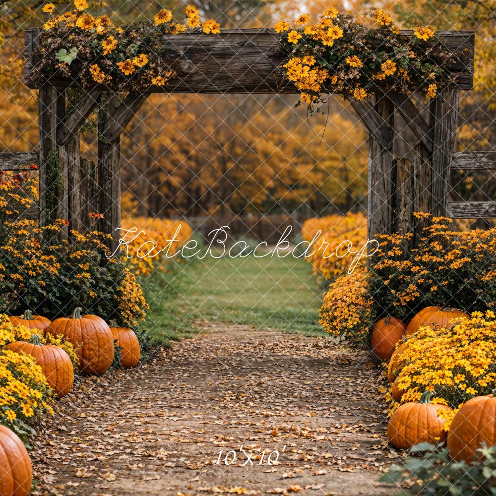 Arco di Fiori di Zucca Autunnale Sfondo Designed by Emetselch