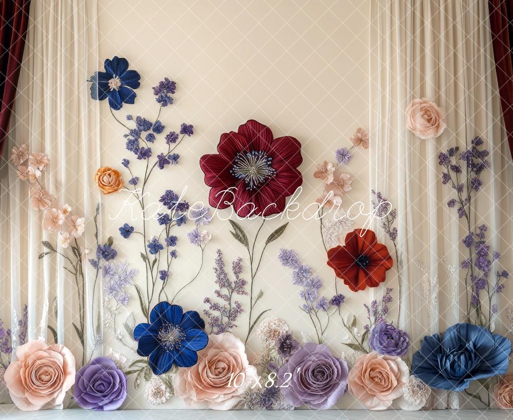 Kate Floral Flower Curtain Backdrop Designed by Mini MakeBelieve