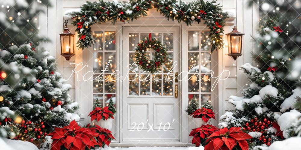 Kate Christmas Tree Door Wreath Snow Backdrop Designed by Emetselch