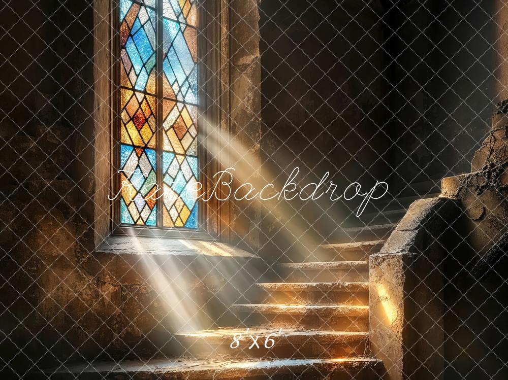 Kate Church Stained Glass Cascading Stairs Backdrop Designed by Emetselch