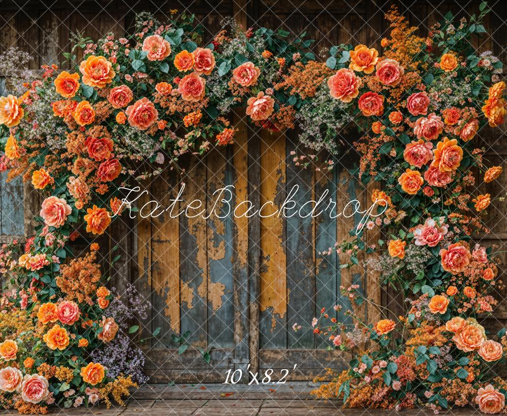 Kate Fall Flower Arch Wooden Wall Backdrop Designed by Emetselch