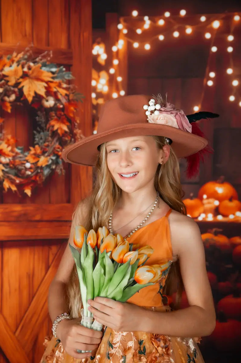 Kate Fall Barn Wooden Door Pumpkins Backdrop Designed by Emetselch