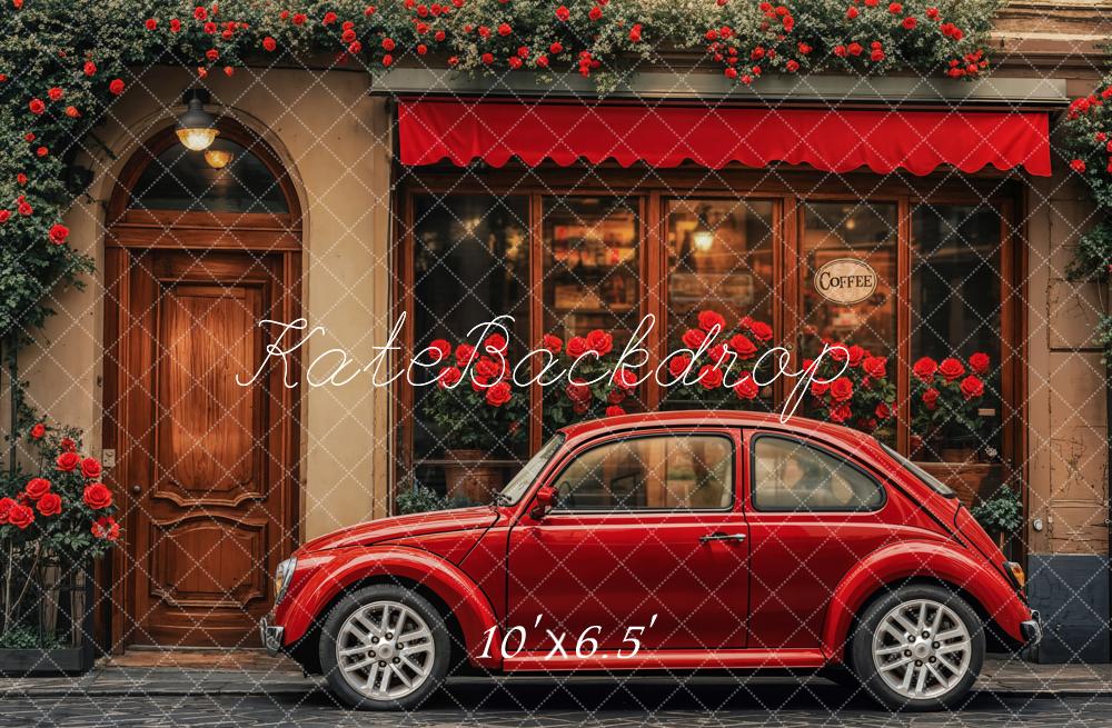 Fondo de Cafetería de Coche Vintage Rojo diseñado por Emetselch