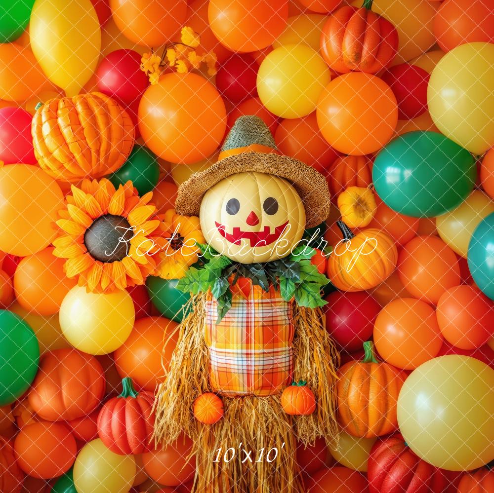 Kate Halloween Scarecrow Balloon Pumpkin Backdrop Designed by Patty Roberts