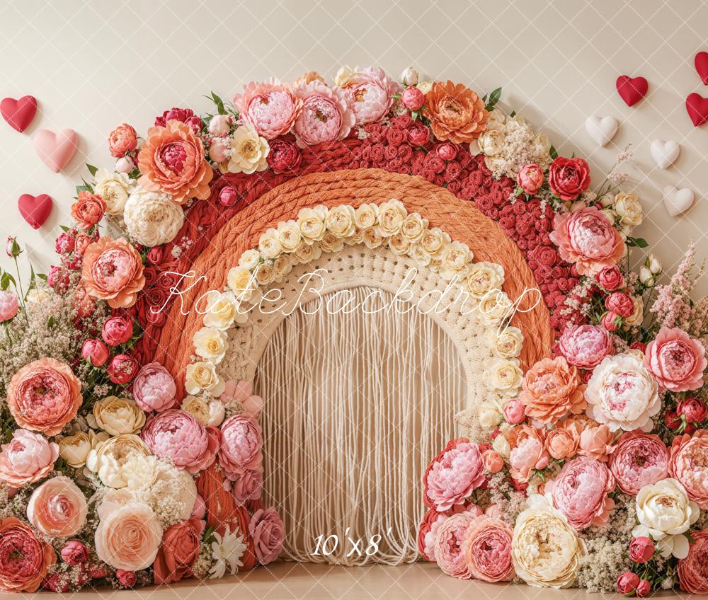 Bohemian Floral Arch Heart Pink Foto Achtergrond Designed by Emetselch