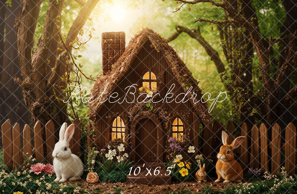 Kate Easter Forest Bunny Cottage Backdrop Designed by Emetselch