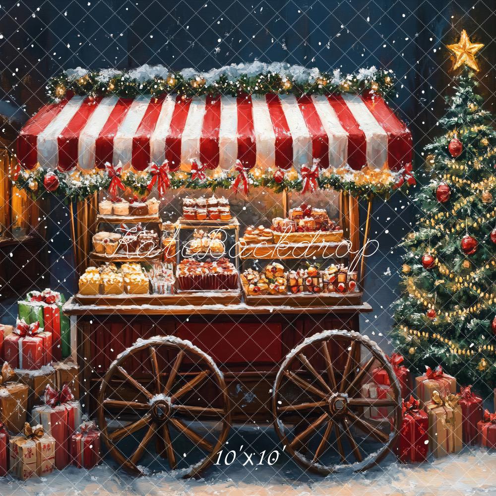 Kerst Snoepwagen Boom Met Cadeaus Foto Achtergrond Designed by Emetselch