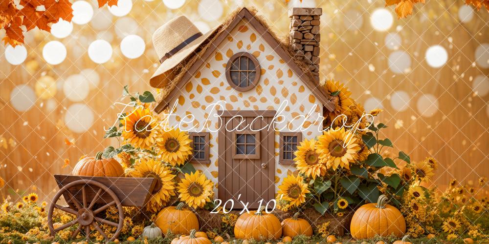 Kate Fall Sunflower Pumpkin House Backdrop Designed by Emetselch