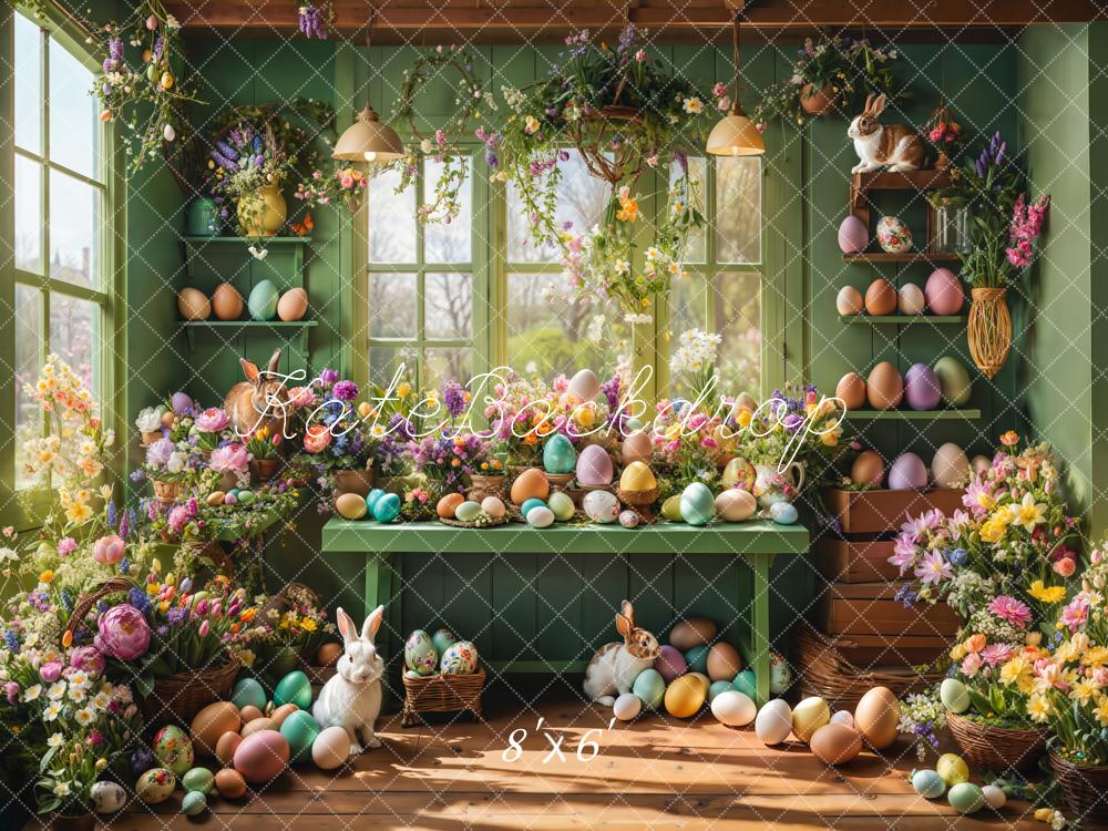 Kate Easter Window Bunny Flowers Eggs Backdrop Designed by Emetselch