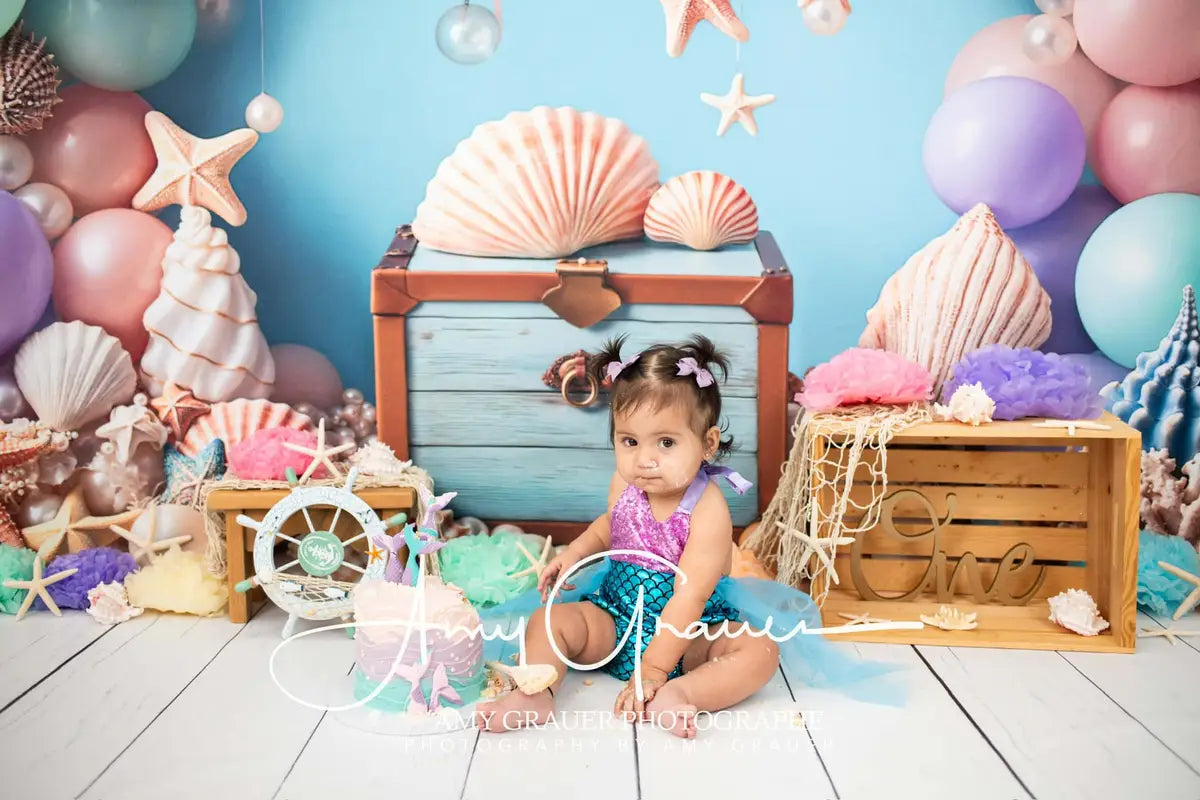 Kate Cake Smash Sea Colorful Balloons Backdrop Designed by Emetselch