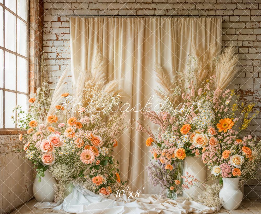 Kate Boho Floral Drapes Vintage Wall Backdrop Designed by Emetselch