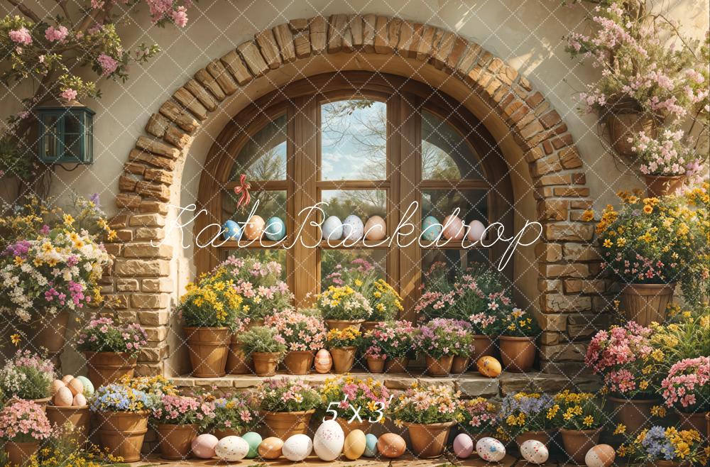 Kate Easter Floral Arched Window Outdoor Backdrop Designed by Emetselch