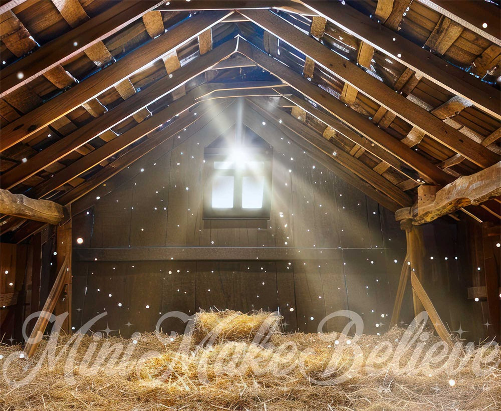 Winter Kerst Bruine Schuur Achtergrond Ontworpen door Mini MakeBelieve