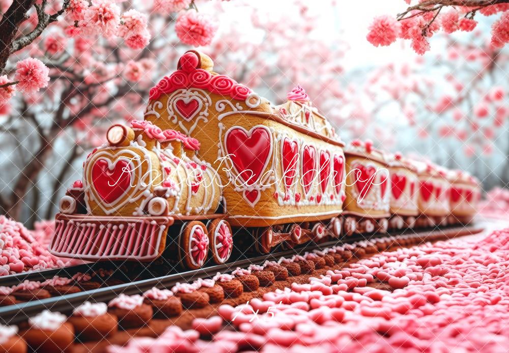 Kate Valentine Cookie Heart Polar Train Backdrop Designed by Mini MakeBelieve