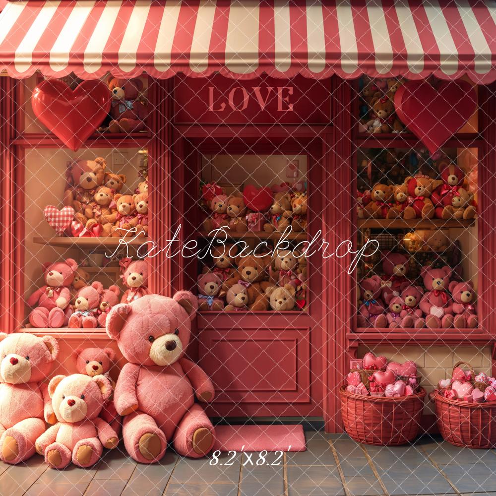 TEST Kate Valentine Teddy Bear Storefront Pink Backdrop Designed by Emetselch