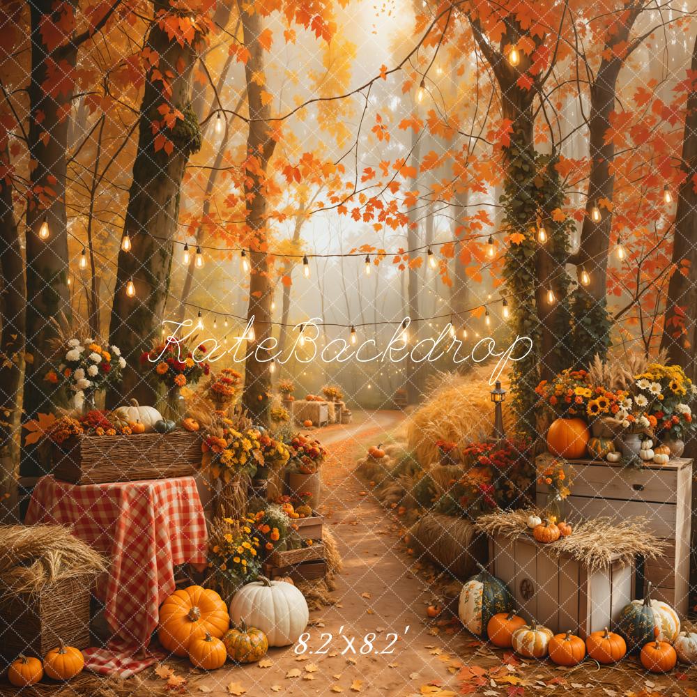 Kate Halloween Outdoor Maple Forest Pumpkin Path Backdrop Designed by Emetselch