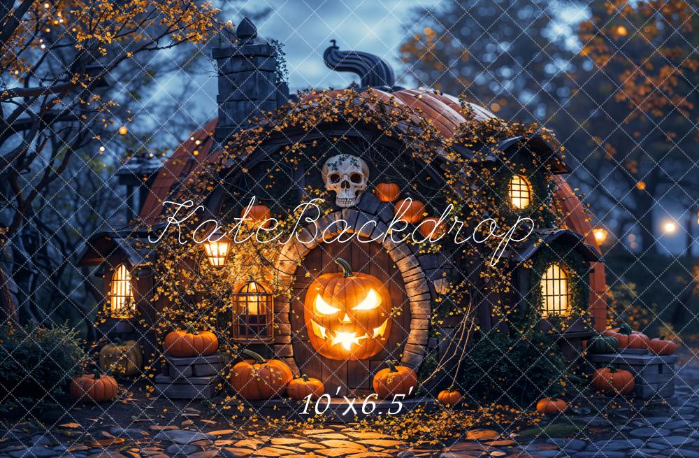 Kate Halloween Dark Forest Magical Pumpkin House Backdrop Designed by Emetselch