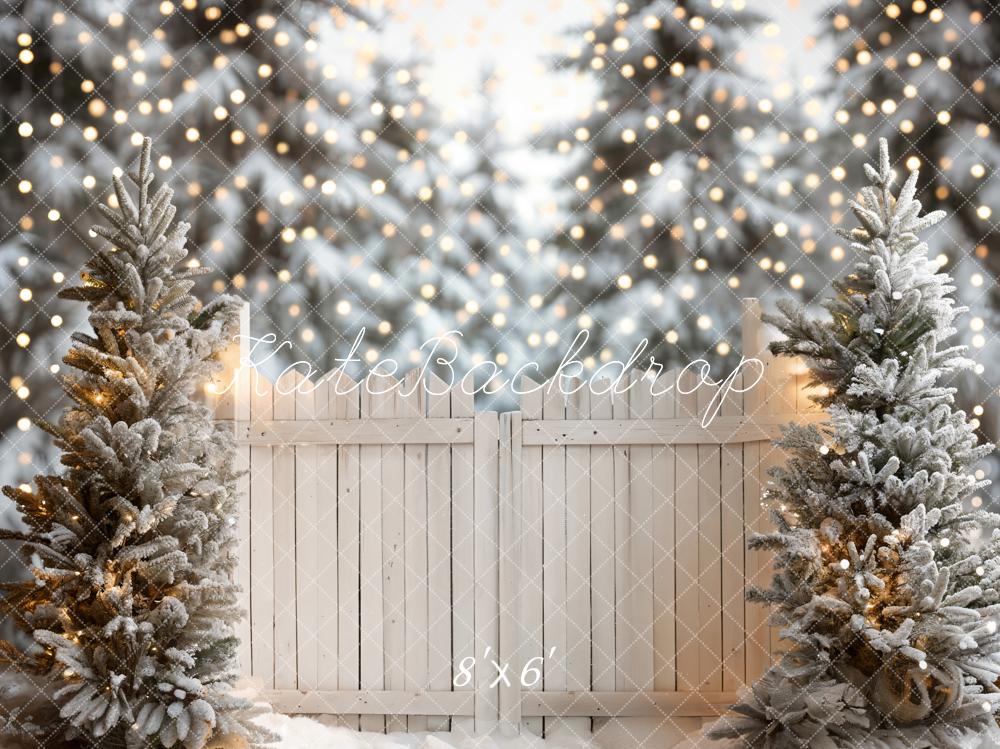 Kate Christmas Tree Brown Wooden Fence Backdrop Designed by Emetselch