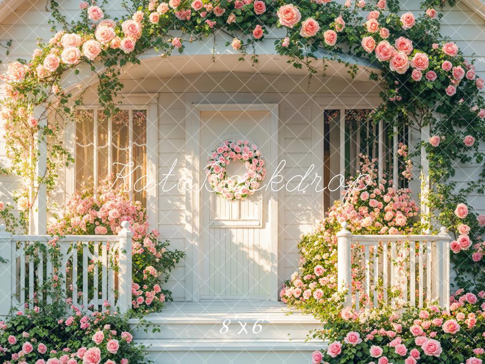 Kate Spring Flower Arch Pink Roses Doorway Backdrop Designed by Emetselch