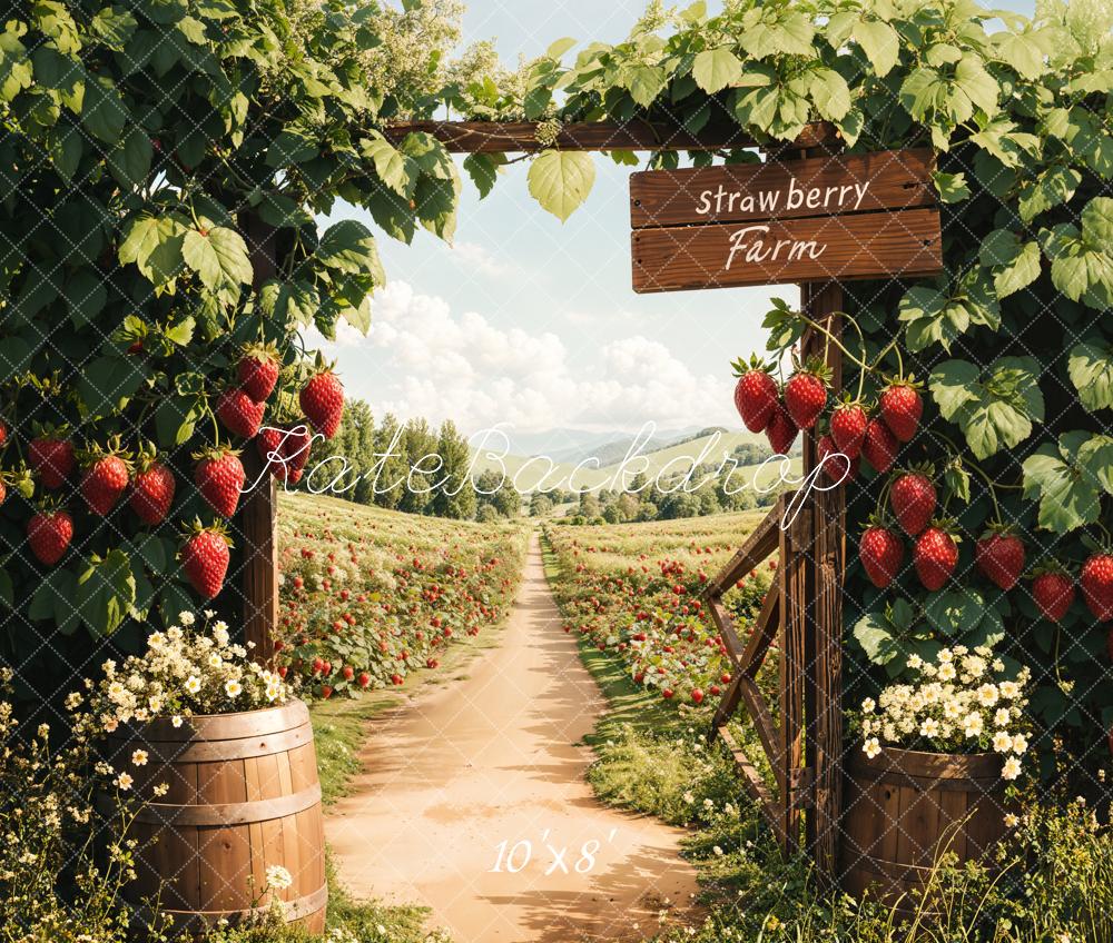 Kate Spring Strawberry Farm Path Rustic Backdrop Designed by Emetselch