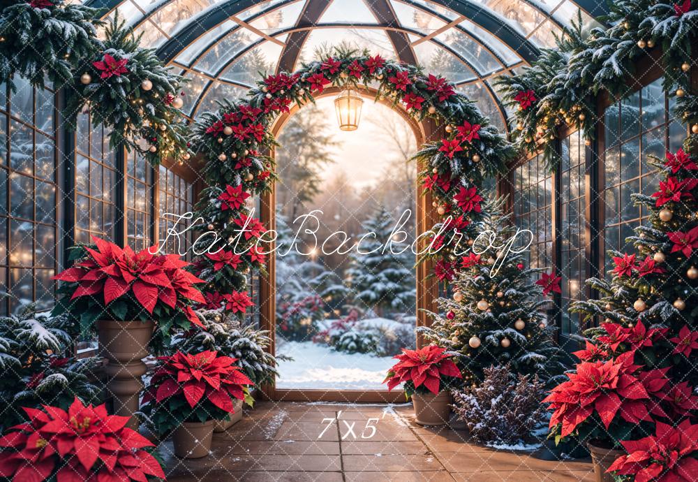 Fondo de Plantas de Invernadero de Vidrio Verde de Navidad Diseñado por Emetselch