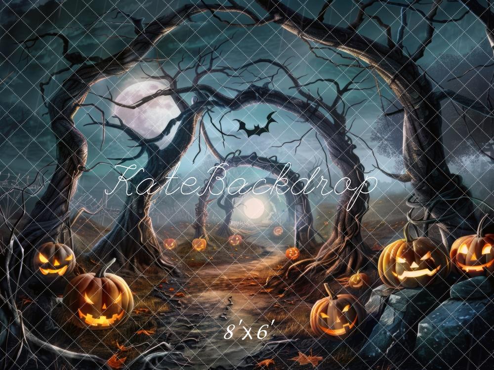 Fondo de camino del bosque espeluznante de Halloween diseñado por Mini MakeBelieve