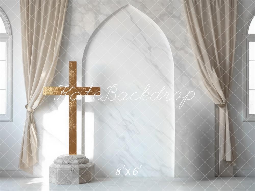 Kate Wedding Church Cross Marble Arch Backdrop Designed by Mini MakeBelieve