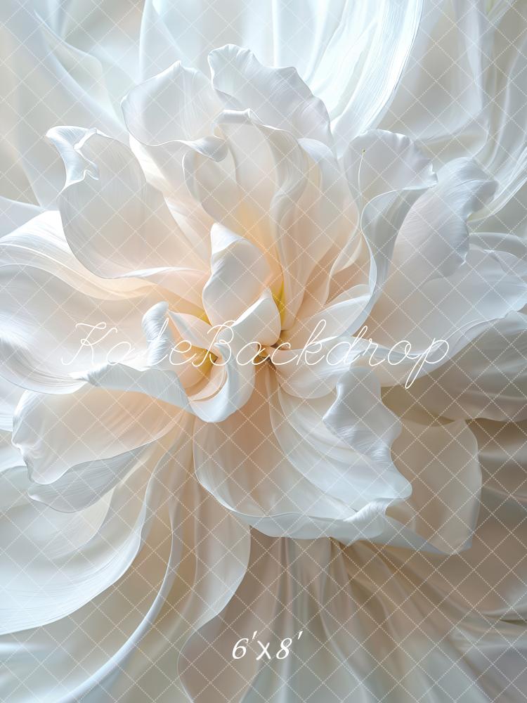 Kate White Flower Satin Backdrop Designed by Emetselch