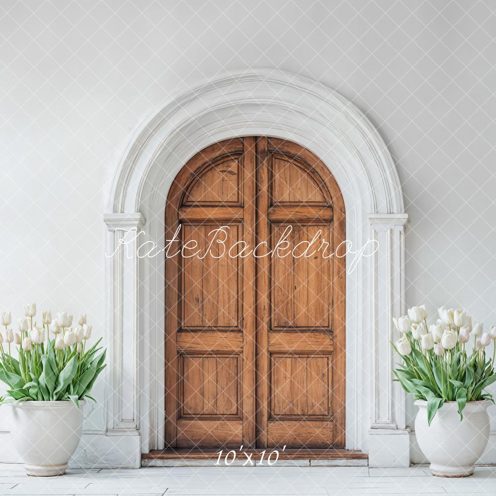 Kate Spring Wooden Arched Door Tulips Backdrop Designed by Emetselch