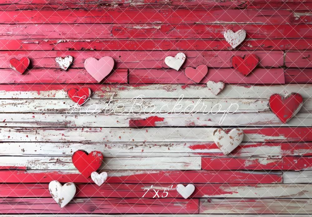 Kate Valentine Red Heart Wood Floor Backdrop Designed by Mini MakeBelieve