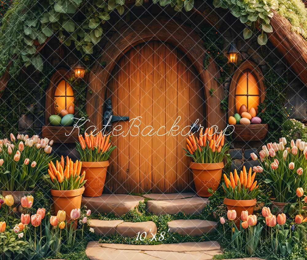 Lightning Deal #5 Kate Easter Hobbit House Tulips Carrots Backdrop Designed by Emetselch