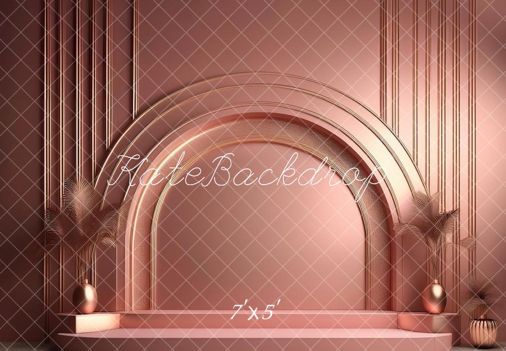 Pink Fine Art Arch Metallic Wedding Foto Achtergrond Designed by Megan Leigh Photography