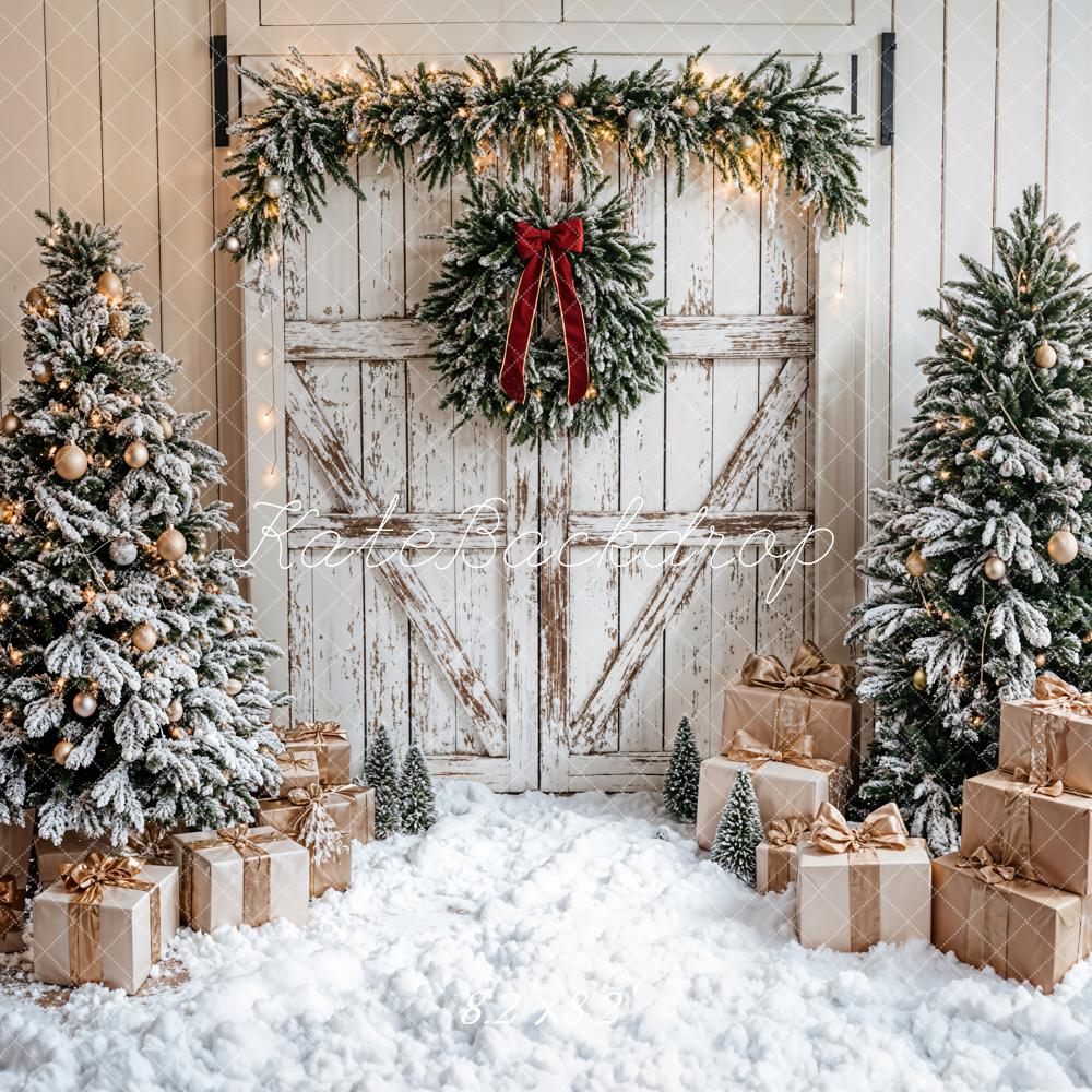 Kate Christmas Tree White Wooden Door Backdrop Designed by Emetselch