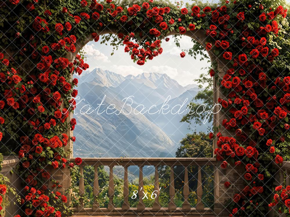 Kate Flower Arch Balcony Mountain Backdrop Designed by Emetselch