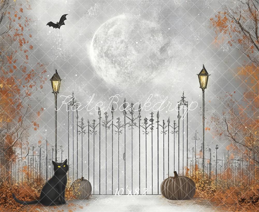 Kate Halloween Cartoon Moon Cat Gate Backdrop Designed by Lidia Redekopp