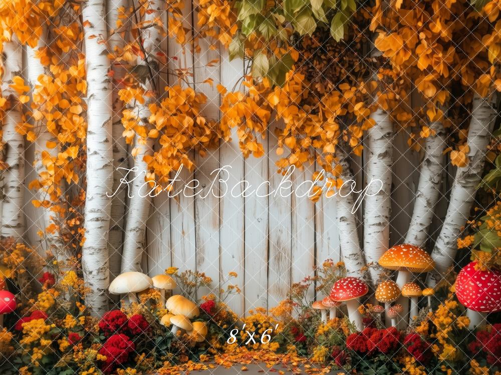 Kate Fall Birch Trees With Mushrooms Backdrop Designed by Patty Roberts