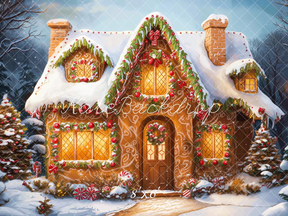 Kerst Cartoon Cabin Snow White Foto Achtergrond Designed by Emetselch