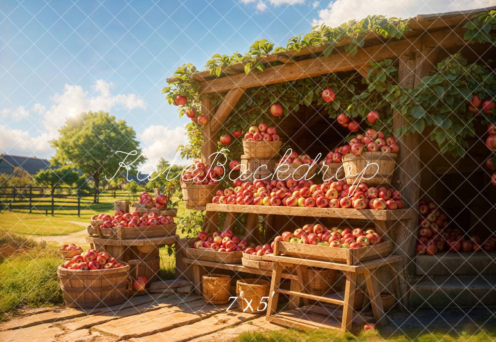 Kate Fall Forest Country Outdoor Apple Stand Backdrop Designed by Emetselch