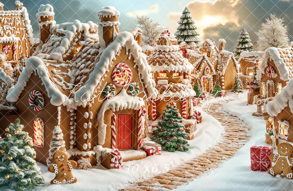 Kate Christmas Gingerbread House Village Backdrop Designed by Emetselch