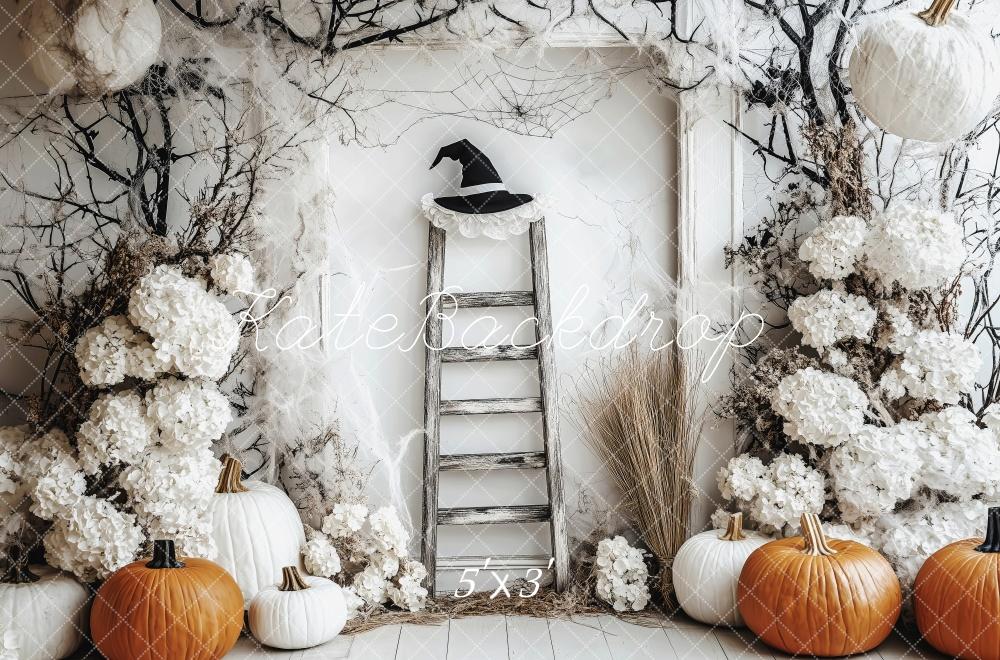 Kate Rustic White Pumpkin Halloween Backdrop Designed by Patty Roberts