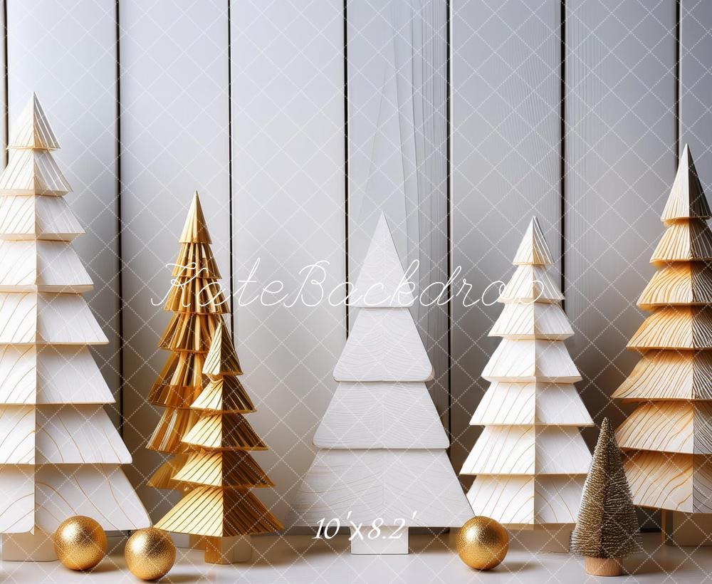 Kate Wooden Christmas Trees Gray Wall Backdrop Designed by Megan Leigh Photography