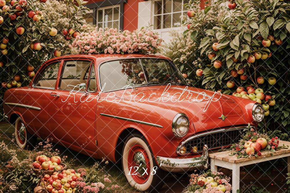 Kate Spring Vintage Car Apple Orchard Backdrop Designed by Emetselch