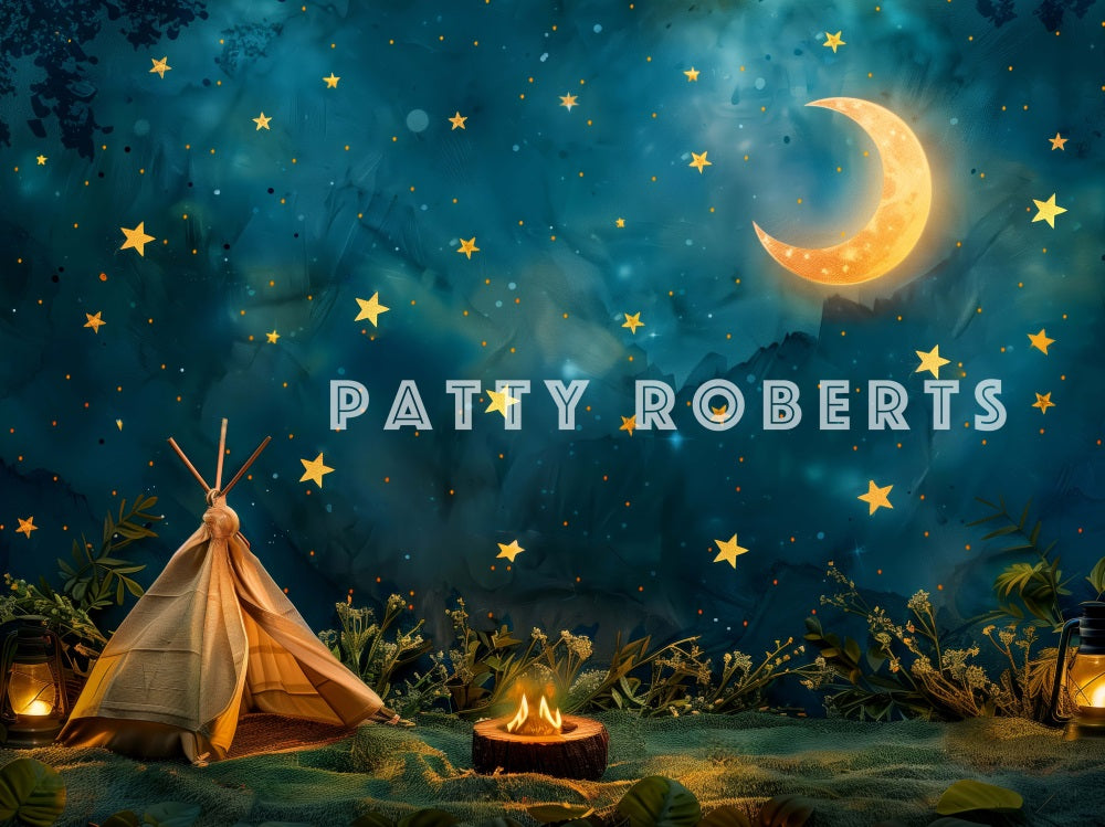 Kate Forest Night Tent Campfire Camping Backdrop Designed by Patty Robert