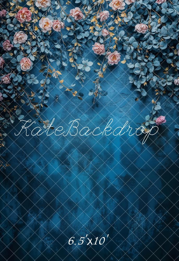 Kate Fine Art Floral Blue Vintage Backdrop Designed by Emetselch