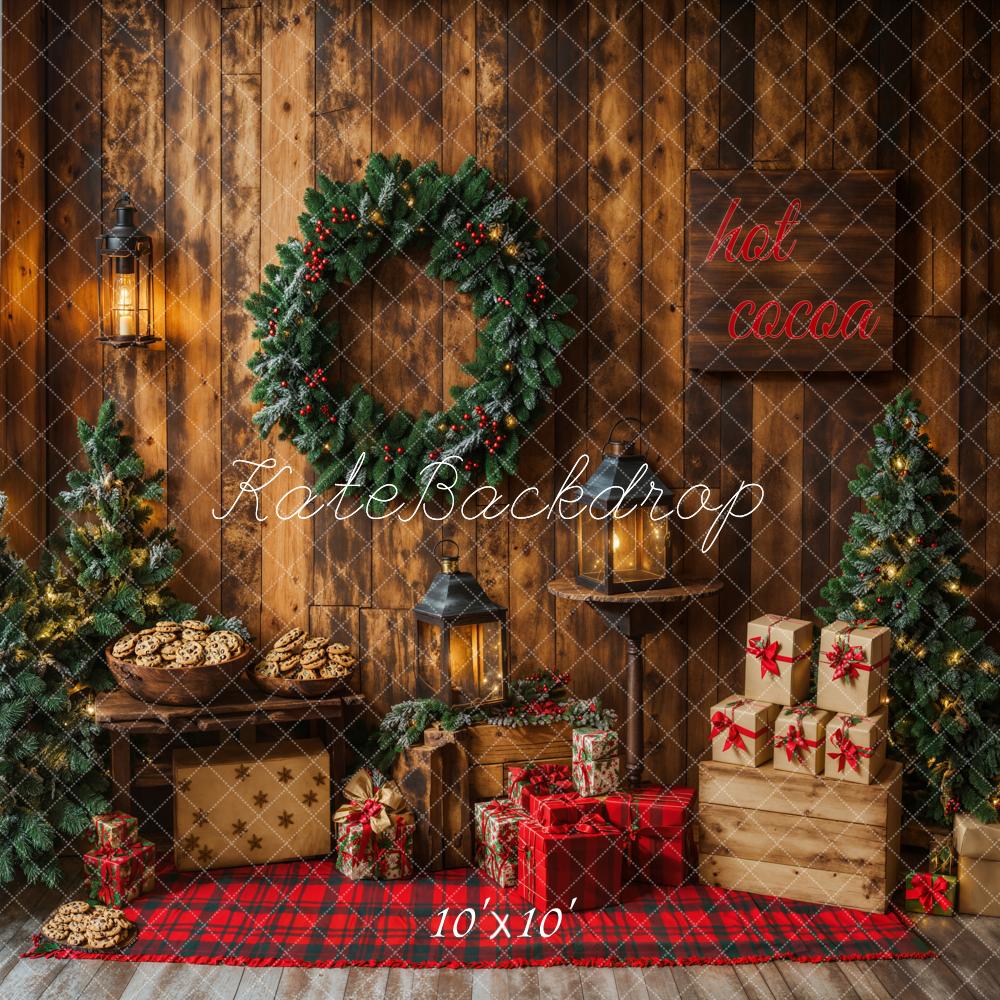 Kate Christmas Indoor Hot Cocoa Cookies Wreath Backdrop Designed by Emetselch