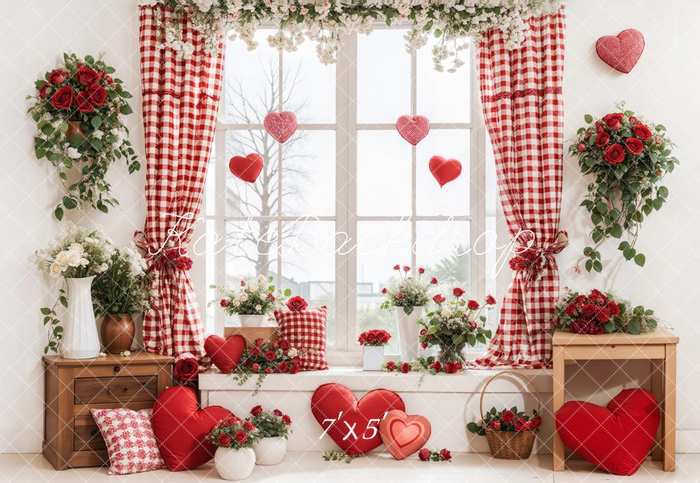 Kate Valentine's Day Window Floral Hearts Backdrop Designed by Emetselch